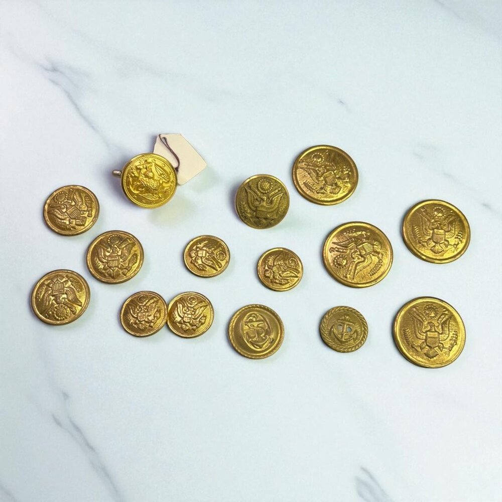 Lot Of Vintage U.S. Navy Anchor & Eagle Uniform Buttons 15 Pcs - Picture 1 of 5